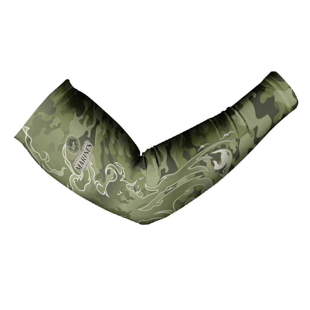 Montford Point Marines Arm Sleeves Flame Fire Military Green Camo