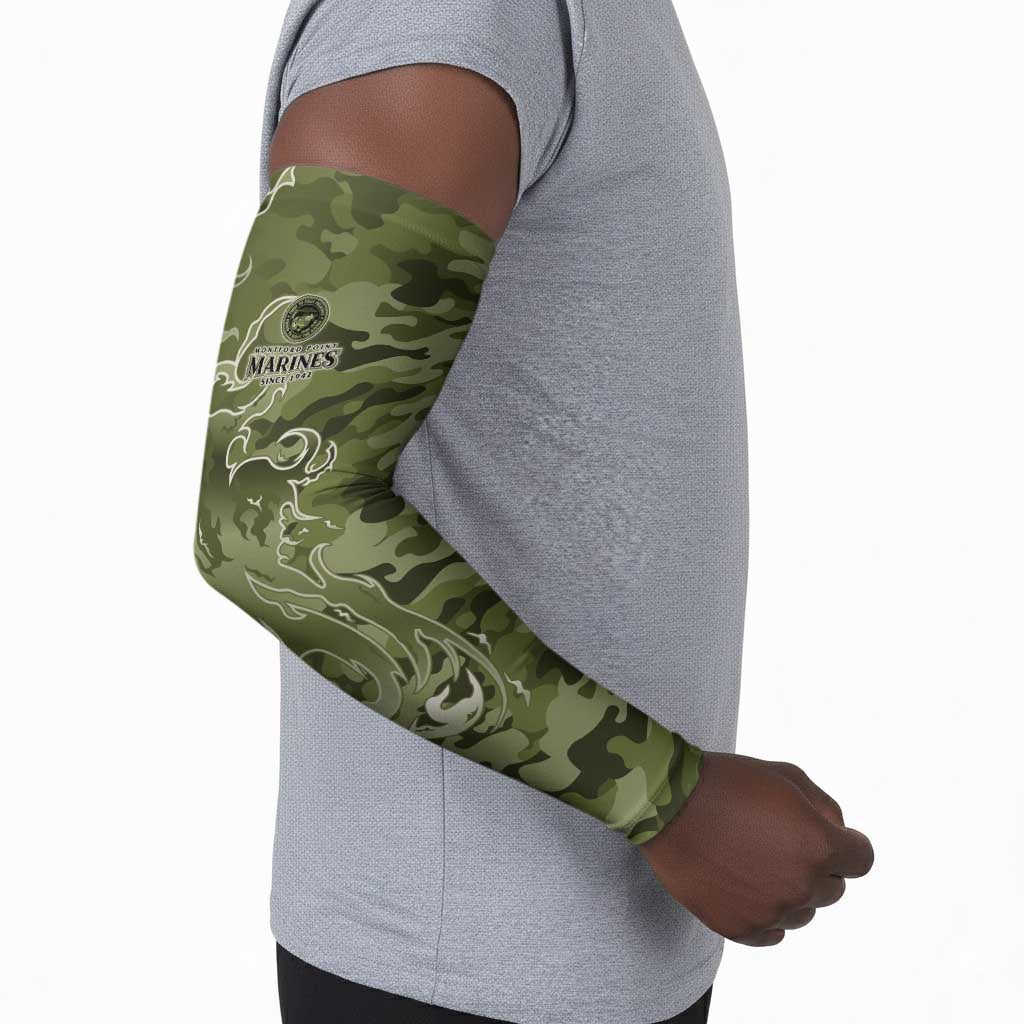 Montford Point Marines Arm Sleeves Flame Fire Military Green Camo