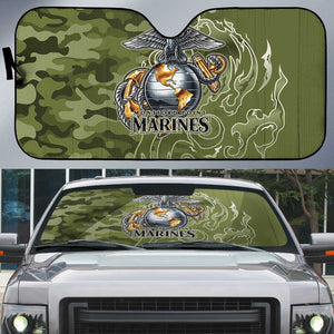 Montford Point Marines Auto Sun Shade Flame Fire Military Green Camo