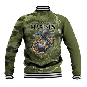 Montford Point Marines Baseball Jacket Flame Fire Military Green Camo