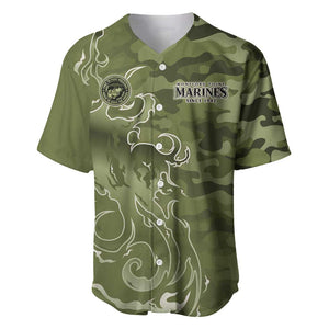 Montford Point Marines Baseball Jersey Flame Fire Military Green Camo