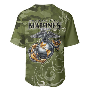 Montford Point Marines Baseball Jersey Flame Fire Military Green Camo