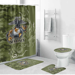Montford Point Marines Bathroom Set Flame Fire Military Green Camo