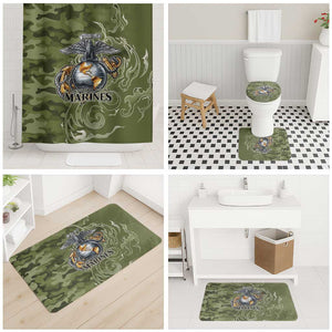 Montford Point Marines Bathroom Set Flame Fire Military Green Camo