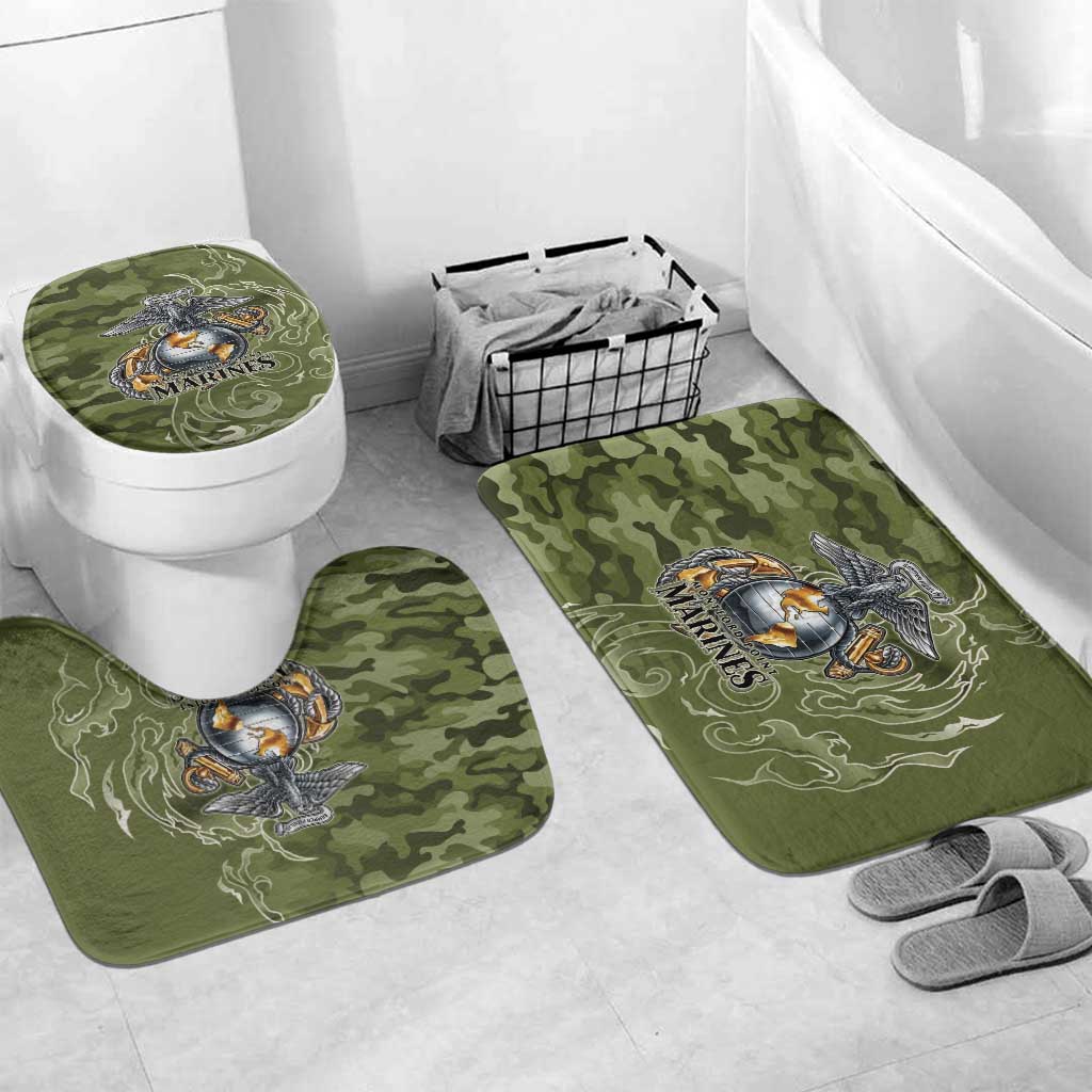 Montford Point Marines Bathroom Set Flame Fire Military Green Camo