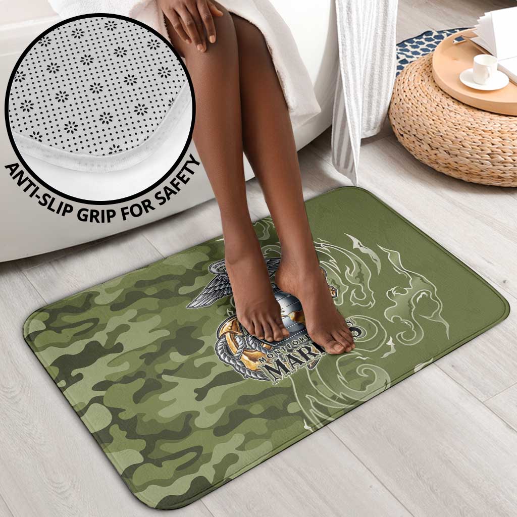 Montford Point Marines Bathroom Set Flame Fire Military Green Camo
