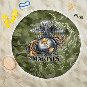 Montford Point Marines Beach Blanket Flame Fire Military Green Camo