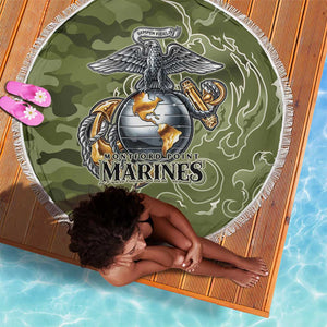 Montford Point Marines Beach Blanket Flame Fire Military Green Camo