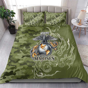 Montford Point Marines Bedding Set Flame Fire Military Green Camo