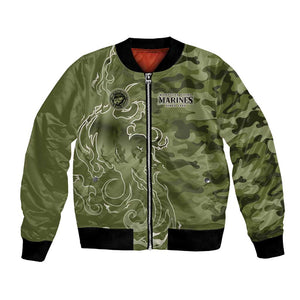 Montford Point Marines Bomber Jacket Flame Fire Military Green Camo