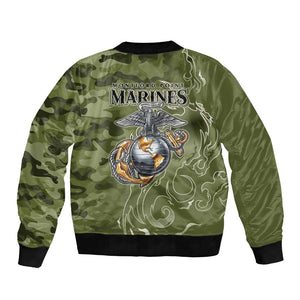 Montford Point Marines Bomber Jacket Flame Fire Military Green Camo