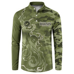 Montford Point Marines Button Sweatshirt Flame Fire Military Green Camo