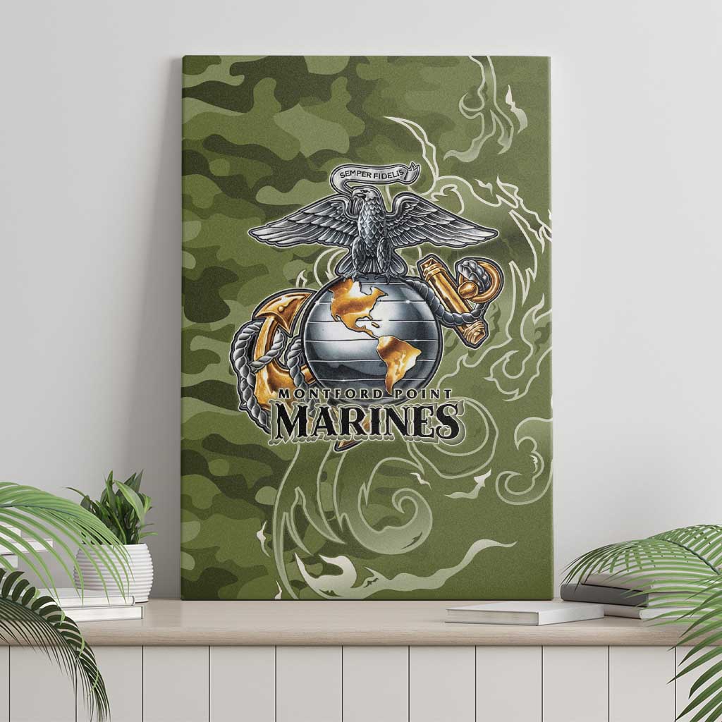 Montford Point Marines Canvas Wall Art Flame Fire Military Green Camo