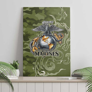 Montford Point Marines Canvas Wall Art Flame Fire Military Green Camo