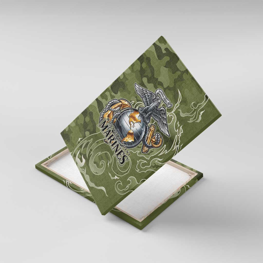 Montford Point Marines Canvas Wall Art Flame Fire Military Green Camo