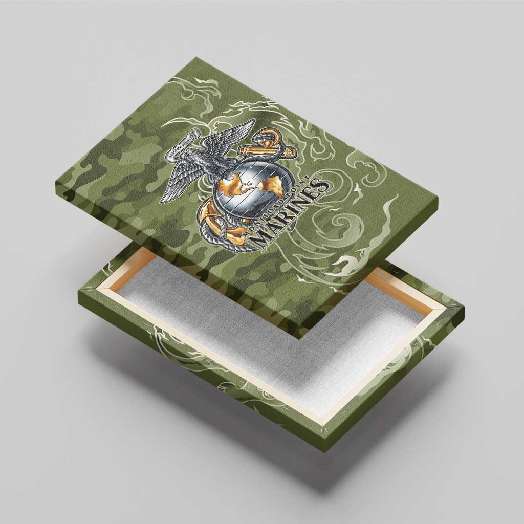 Montford Point Marines Canvas Wall Art Flame Fire Military Green Camo