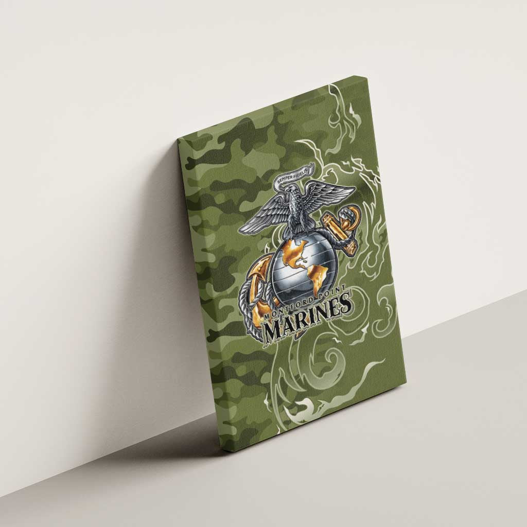 Montford Point Marines Canvas Wall Art Flame Fire Military Green Camo