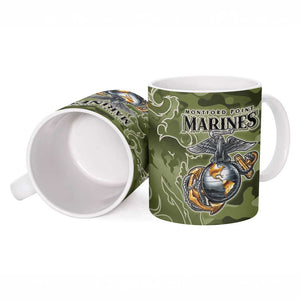 Montford Point Marines Ceramic Mug Flame Fire Military Green Camo