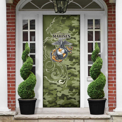 Montford Point Marines Door Cover Flame Fire Military Green Camo