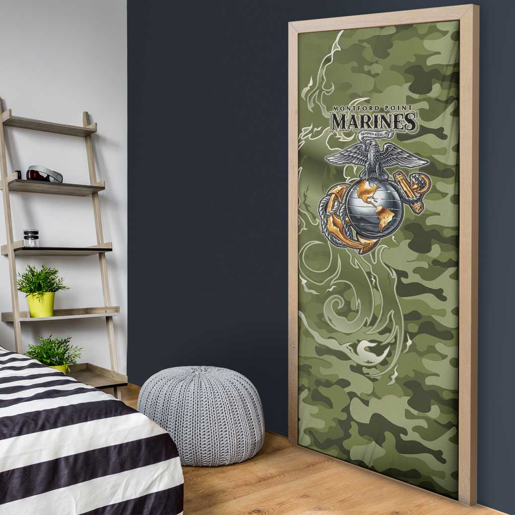 Montford Point Marines Door Cover Flame Fire Military Green Camo