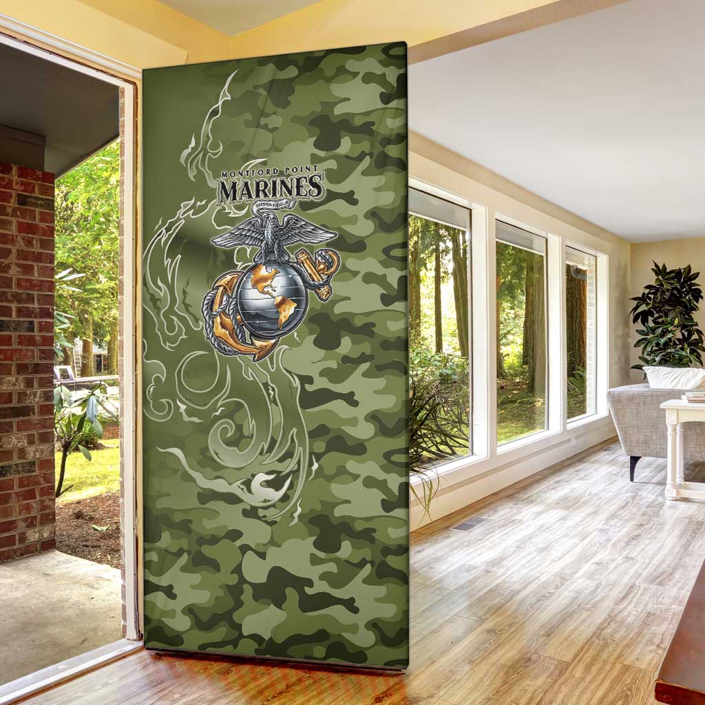 Montford Point Marines Door Cover Flame Fire Military Green Camo