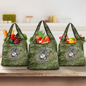 Montford Point Marines Grocery Bag Flame Fire Military Green Camo