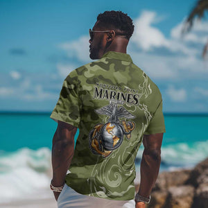 Montford Point Marines Hawaiian Shirt Flame Fire Military Green Camo