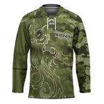 Montford Point Marines Hockey Jersey Flame Fire Military Green Camo