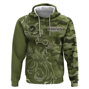 Montford Point Marines Hoodie Flame Fire Military Green Camo