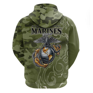 Montford Point Marines Hoodie Flame Fire Military Green Camo