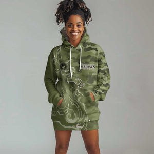 Montford Point Marines Hoodie Dress Flame Fire Military Green Camo