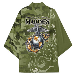 Montford Point Marines Kimono Flame Fire Military Green Camo