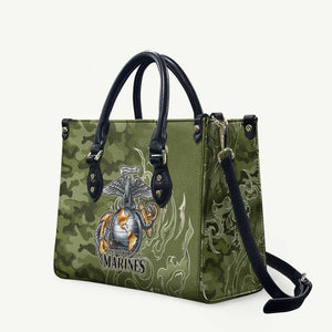 Montford Point Marines Leather Bag Flame Fire Military Green Camo