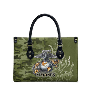 Montford Point Marines Leather Bag Flame Fire Military Green Camo