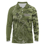 Montford Point Marines Long Sleeve Polo Shirt Flame Fire Military Green Camo