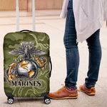 Montford Point Marines Luggage Cover Flame Fire Military Green Camo