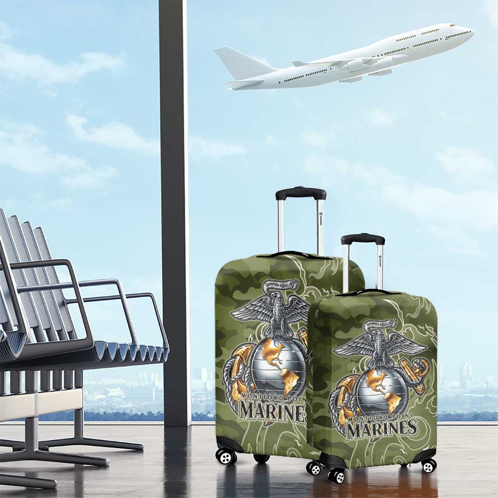 Montford Point Marines Luggage Cover Flame Fire Military Green Camo