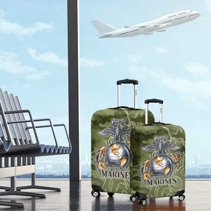 Montford Point Marines Luggage Cover Flame Fire Military Green Camo