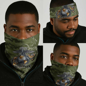 Montford Point Marines Neck Gaiter Flame Fire Military Green Camo