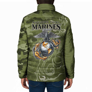 Montford Point Marines Padded Jacket Flame Fire Military Green Camo