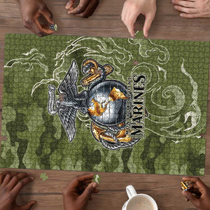 Montford Point Marines Puzzle Flame Fire Military Green Camo