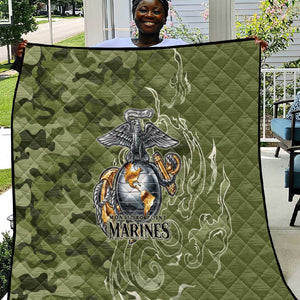 Montford Point Marines Quilt Flame Fire Military Green Camo