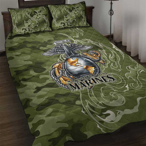 Montford Point Marines Quilt Bed Set Flame Fire Military Green Camo