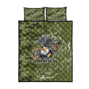 Montford Point Marines Quilt Bed Set Flame Fire Military Green Camo
