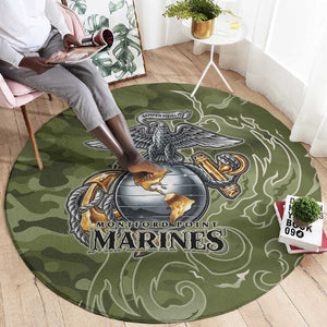 Montford Point Marines Round Carpet Flame Fire Military Green Camo