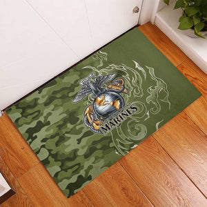 Montford Point Marines Rubber Doormat Flame Fire Military Green Camo