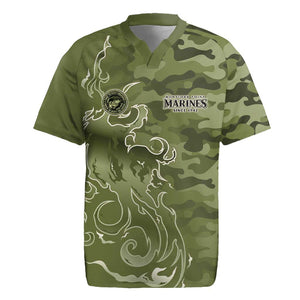 Montford Point Marines Rugby Jersey Flame Fire Military Green Camo