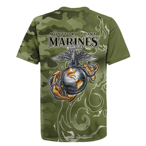 Montford Point Marines Rugby Jersey Flame Fire Military Green Camo