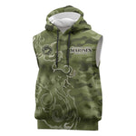 Montford Point Marines Sleeveless Hoodie Flame Fire Military Green Camo