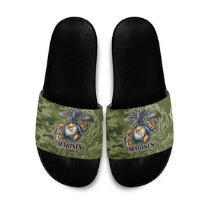 Montford Point Marines Slide Sandals Flame Fire Military Green Camo